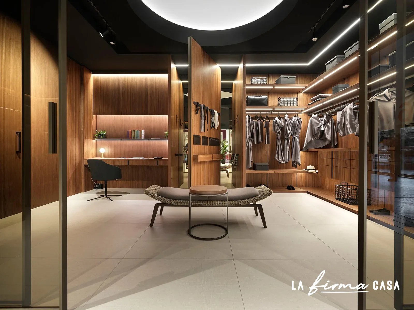 Walk in closet system with a lit dome ceiling by Barausse in Canada