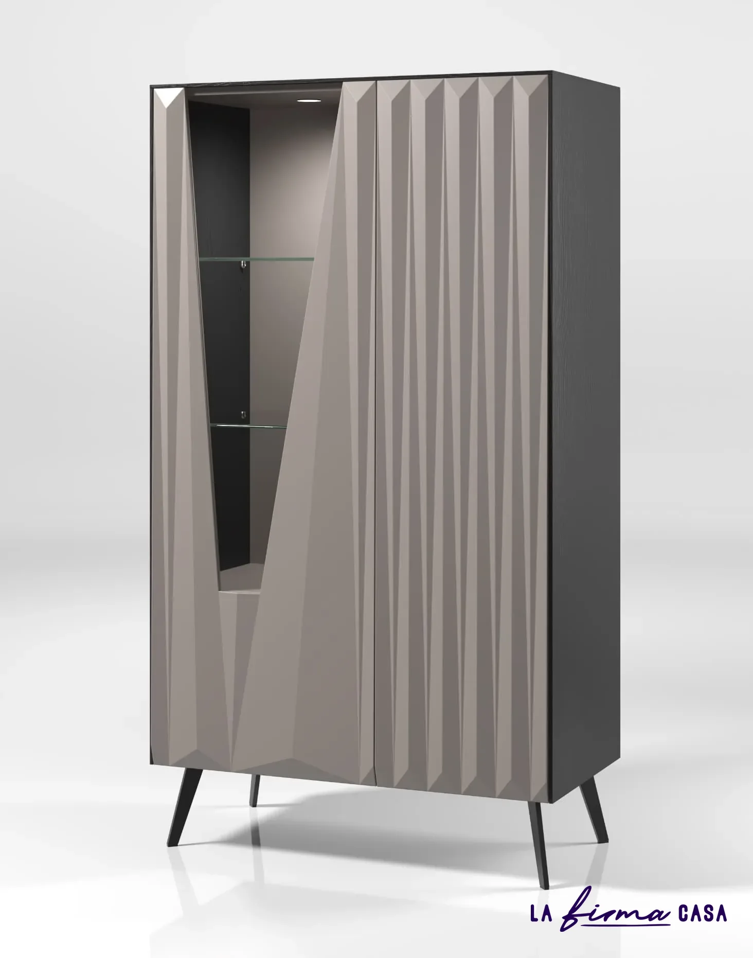 Fluted grey display cabinet by Clara & Home in Canada