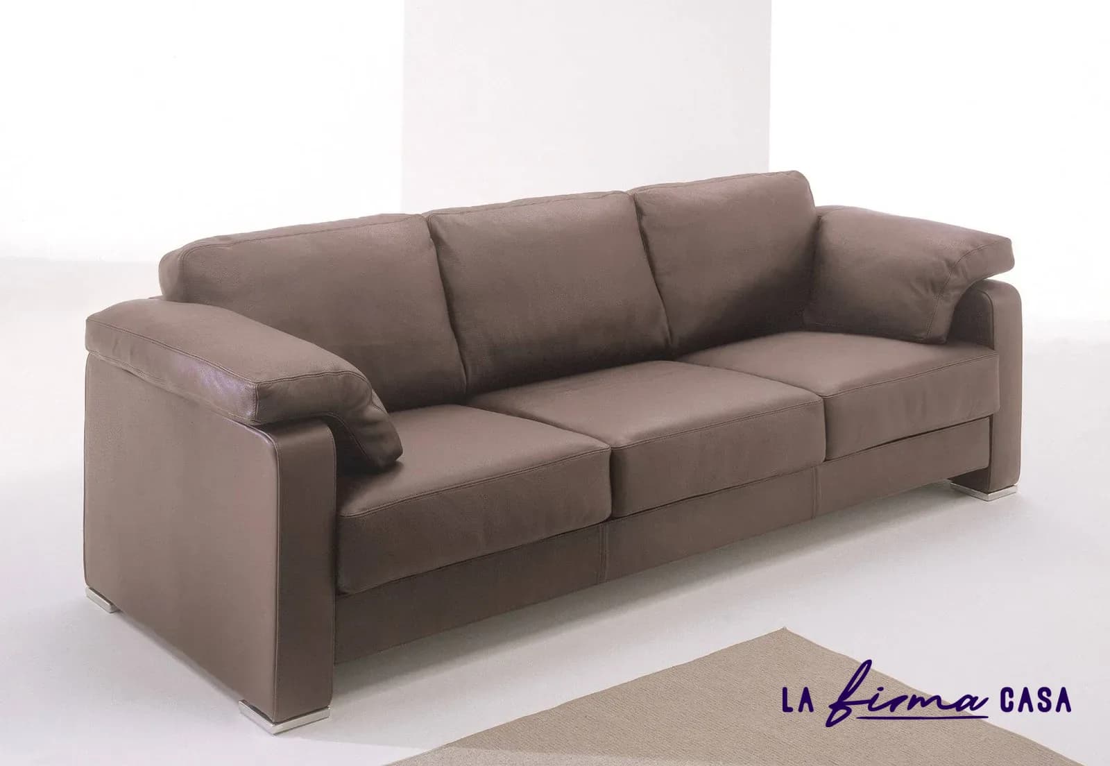 Brown fabric three seat sofa by Gyform in Canada
