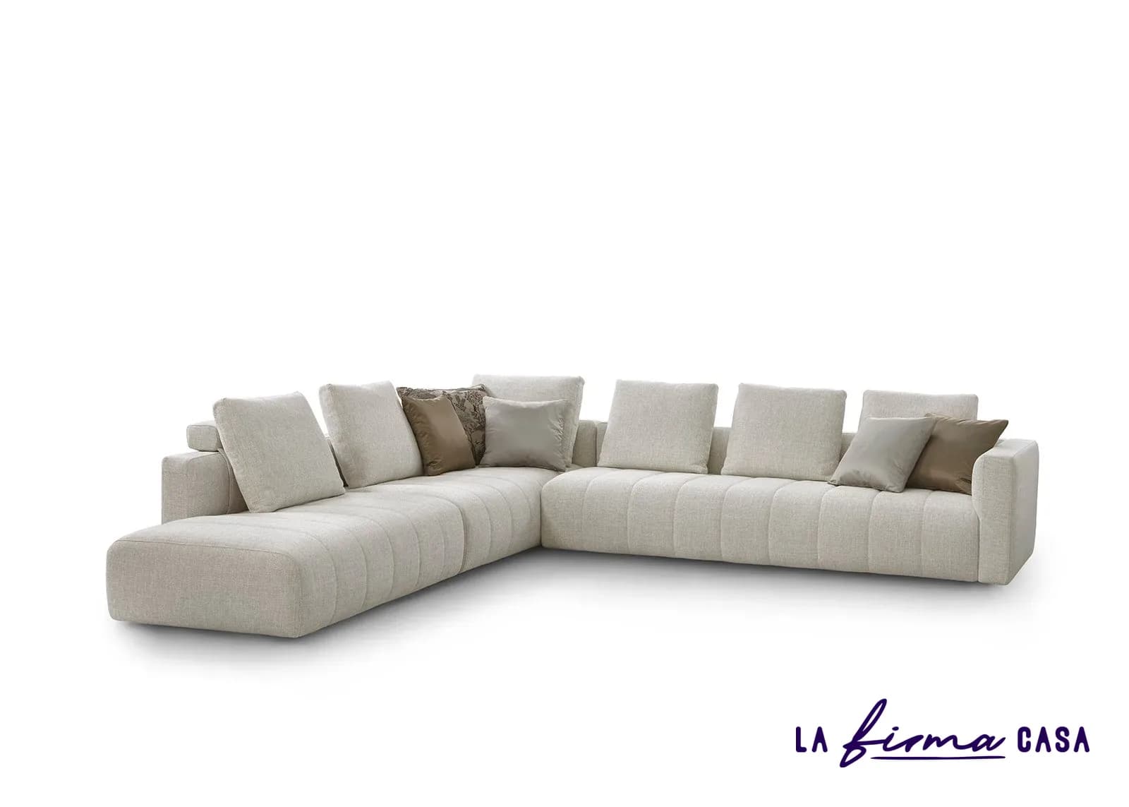 Cream corner sofa with chaise and cushions by Gyform in Canada
