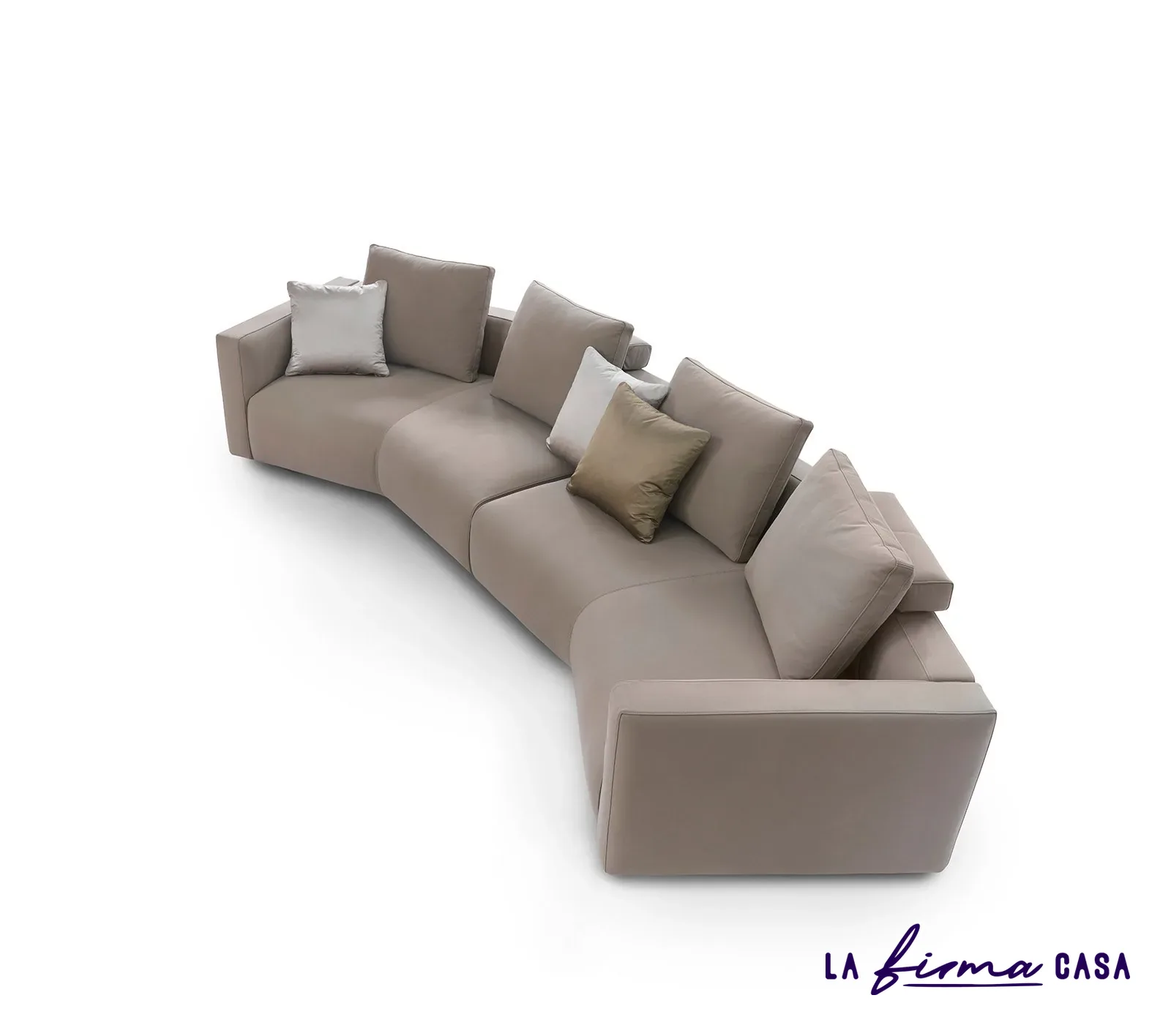 Curved taupe sectional from above by Gyform in Canada
