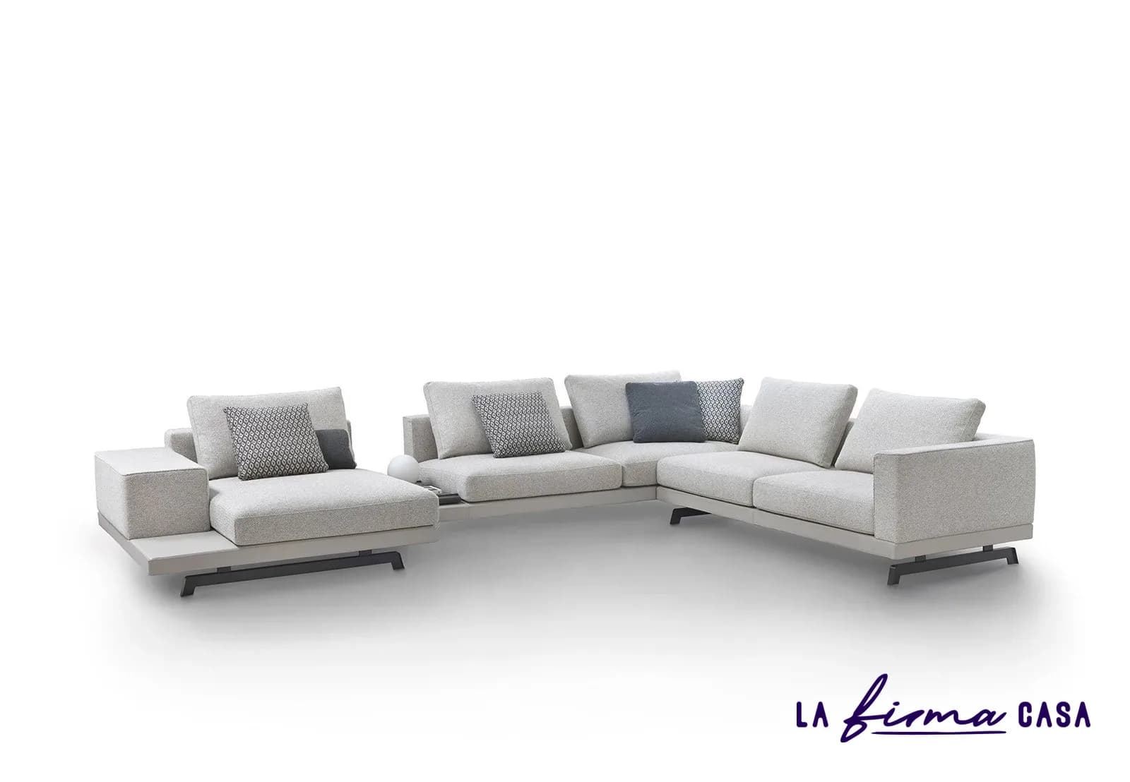 White corner sofa with chaise and low back by Gyform in Canada
