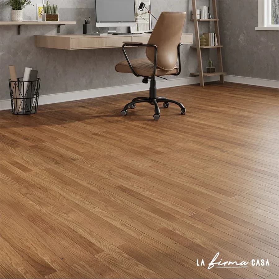 Oak floor in a home office by Italiana Parquet in Canada