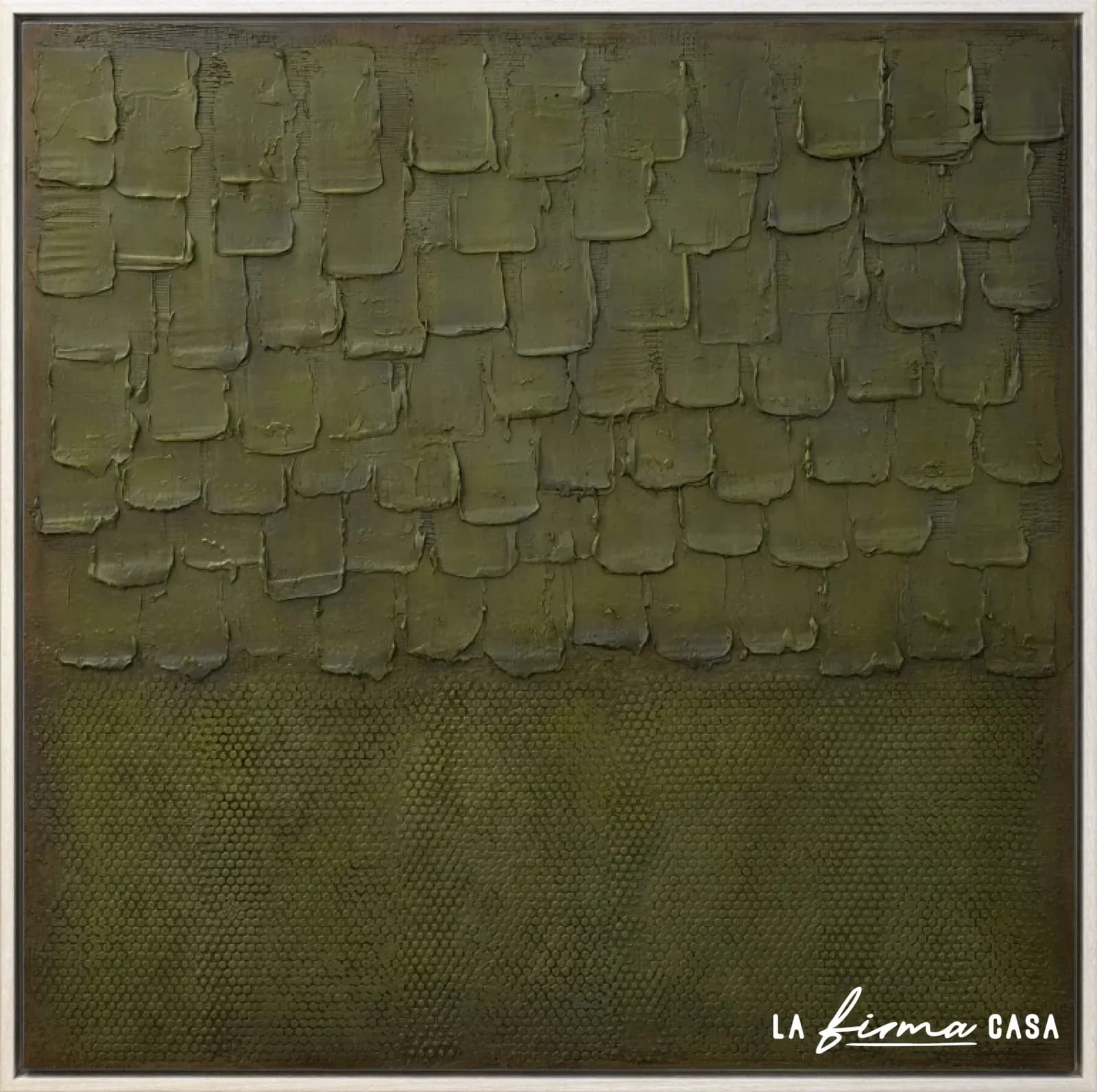 Olive green textured relief canvas by Novocuadro in Canada