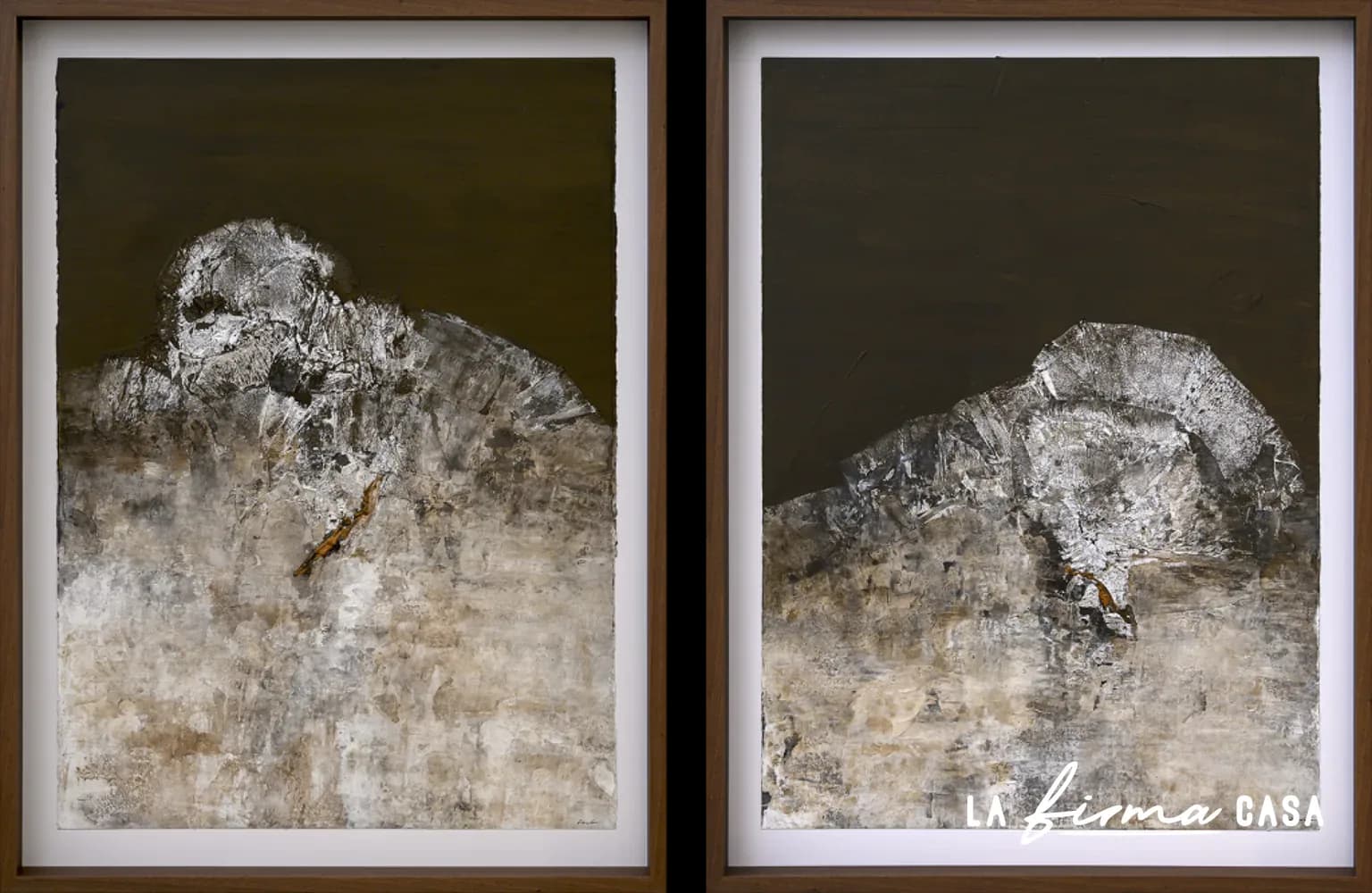 Pair of dark earth toned abstract canvases by Novocuadro in Canada