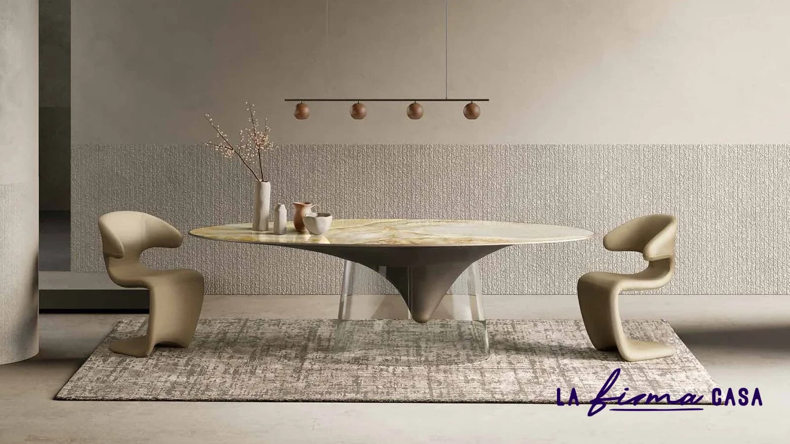 Onyx table on a slim cone base by Tafaruci in Canada