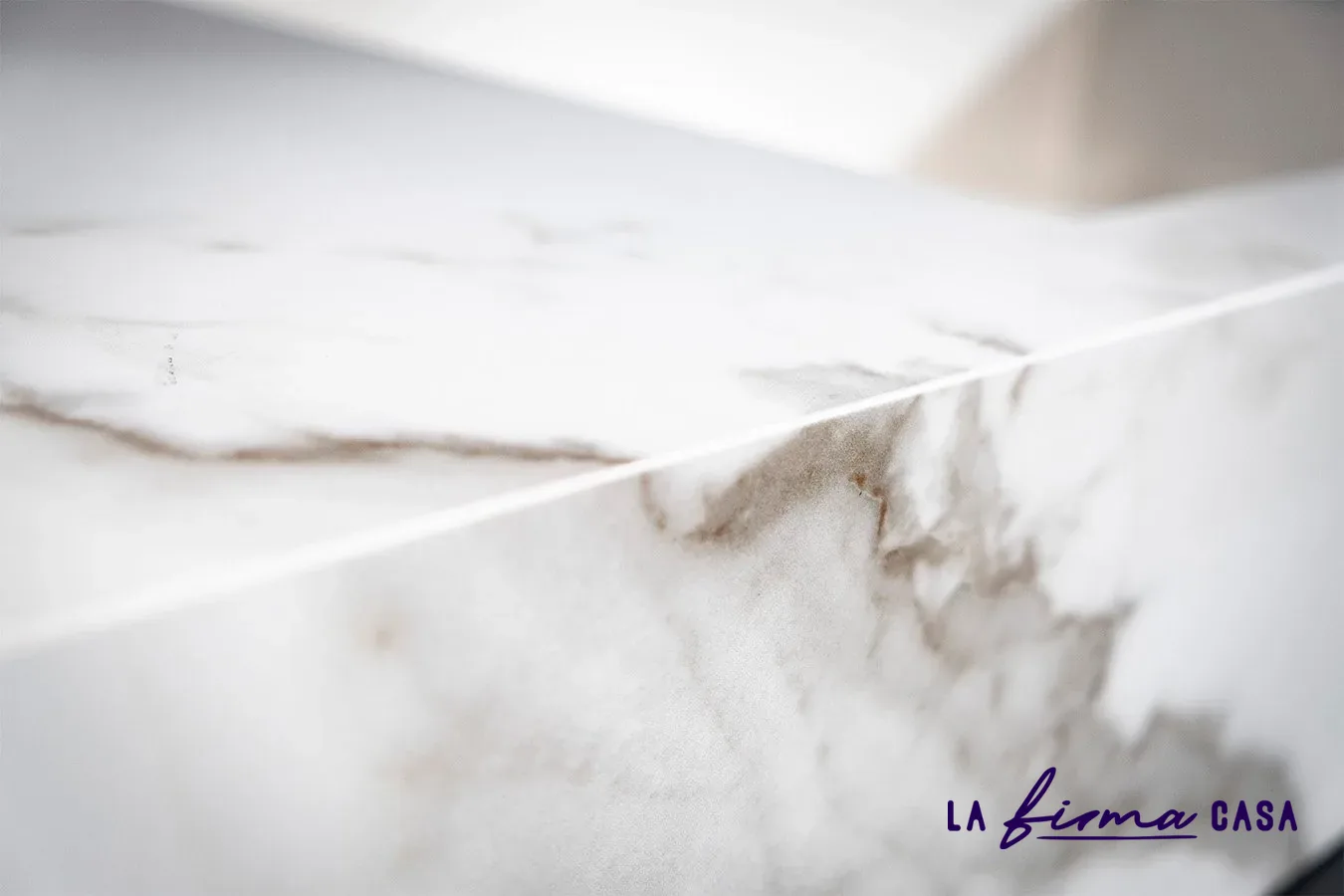 White marble shelf edge detail by TerzaDimensione in Canada