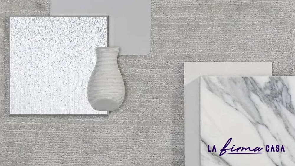 Grey textile and marble material flatlay by Warli in Canada