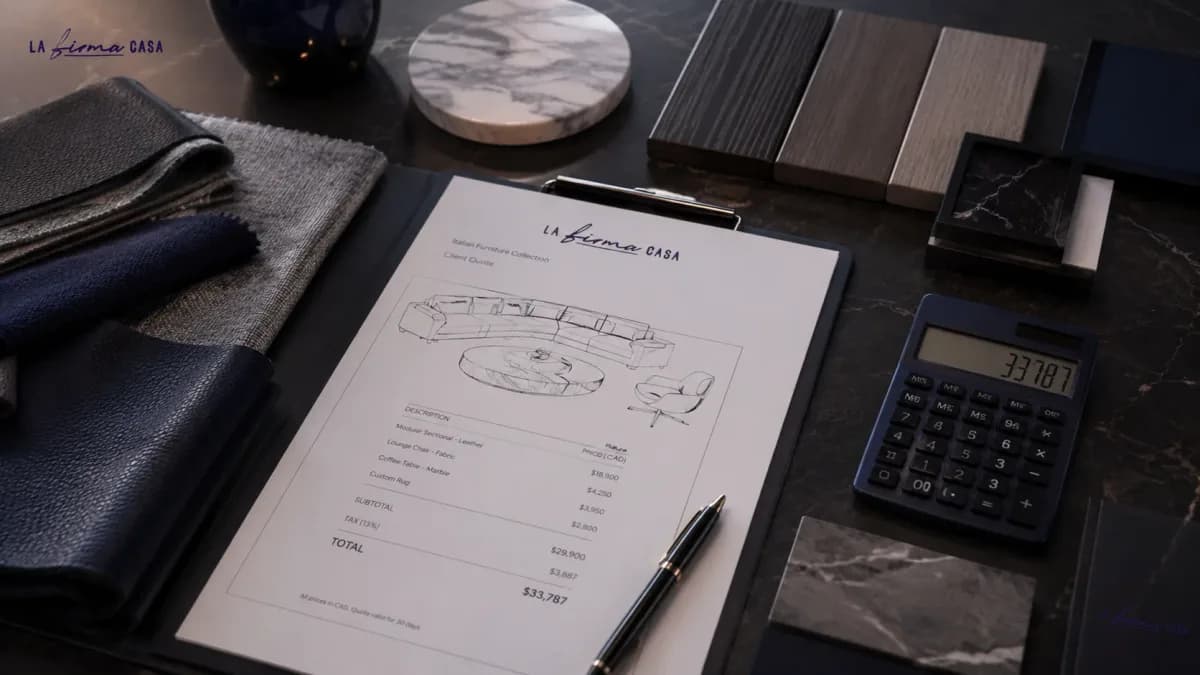 italian furniture cad pricing quote in canada