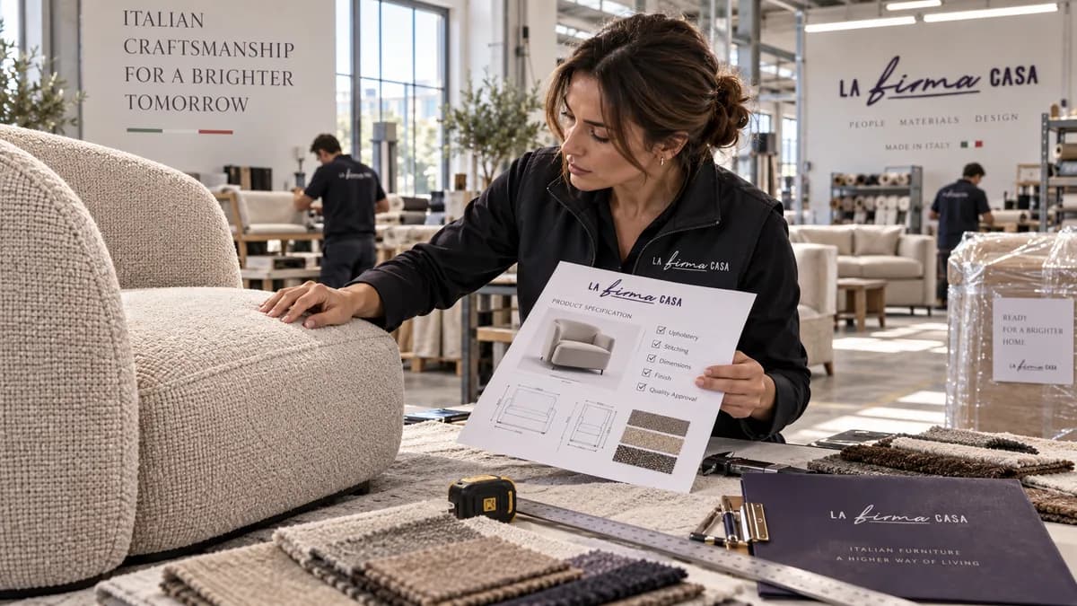 Factory quality inspection of Italian furniture against an approved specification